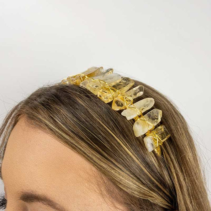 Olivenorma Citrine Gold Bridal Headband Crystal Crown - Citrine#1 - image 0