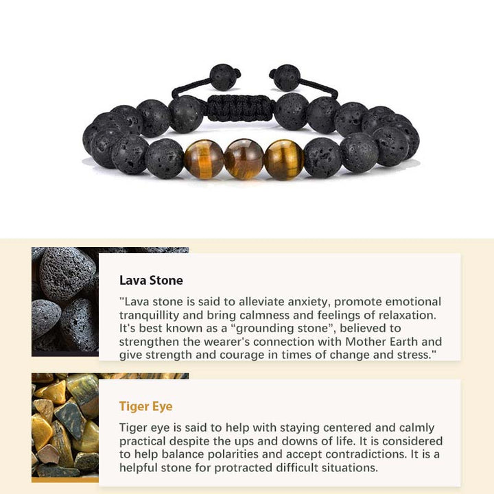 Natural Crystal Stone Healing Bracelet - Lava Stone&Tiger Eye - image 7