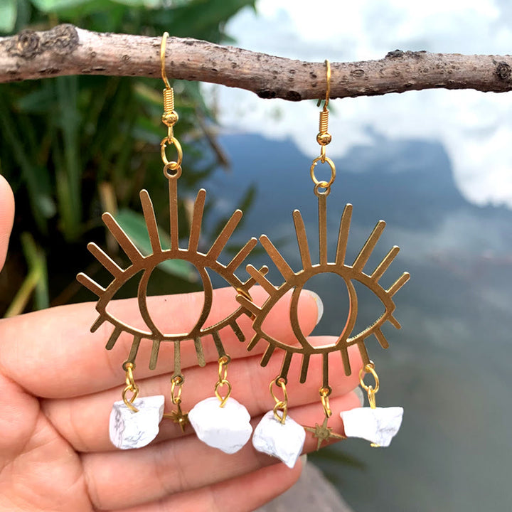 Olivenorma Evil Eye Tears Star Pendant Crystal Earrings - White Turquoise - image 26