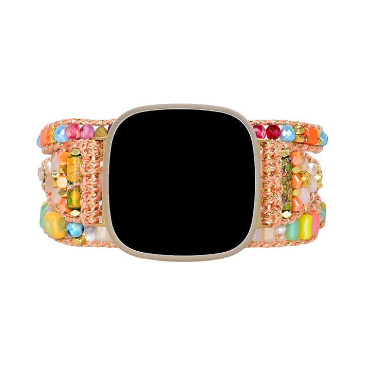 Olivenorma Orange Crystal Beaded Handwoven Fitbit Watch Strap - image 3