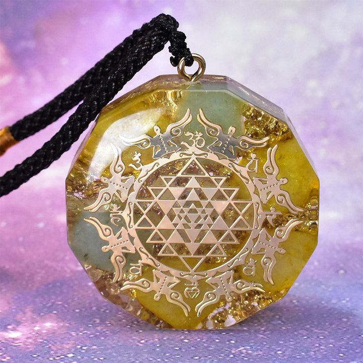 Olivenorma Clear Crystal Green Aventurine Metatron's Cube Symbol Necklace - Clear Crystal&Green Aventurine - YES PLEASE $8 - image 0