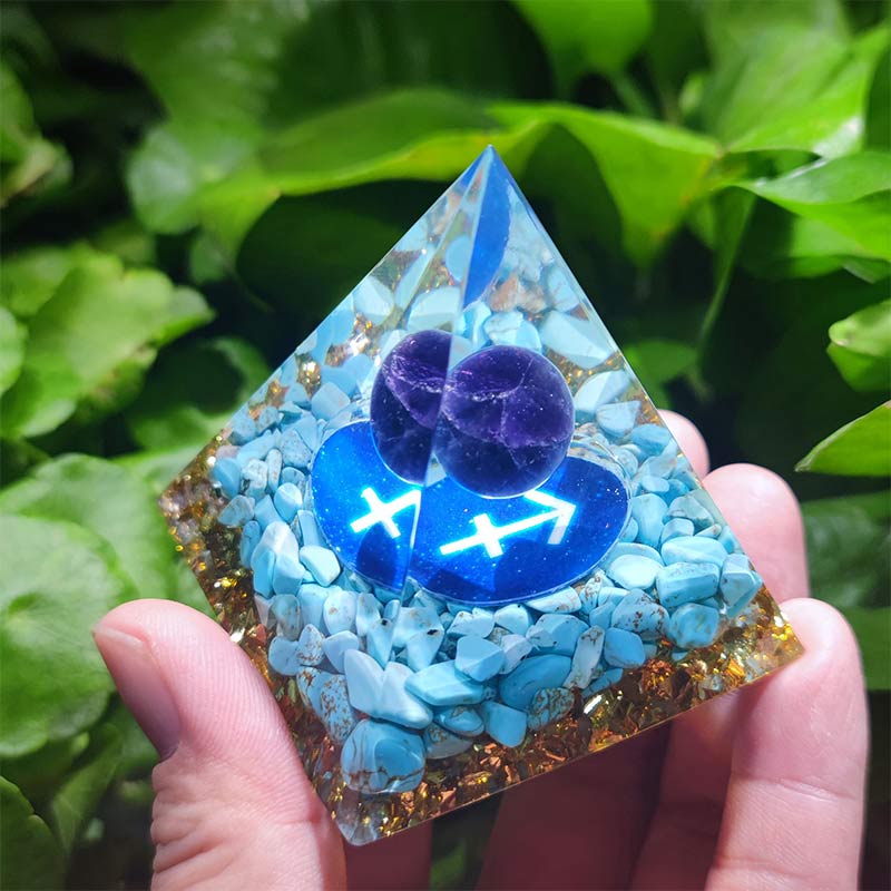 Olivenorma Turquoise with Lapis Lazuli Sagittarius Zodiac Orgone Pyramid - image 2