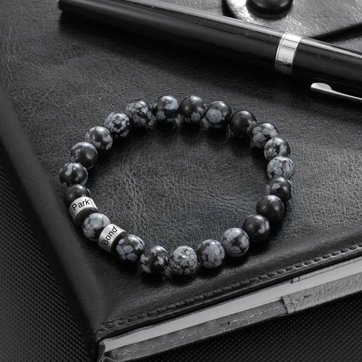 Olivenorma Natural Stone Engraving Personalized Beads Men Bracelet - image 40
