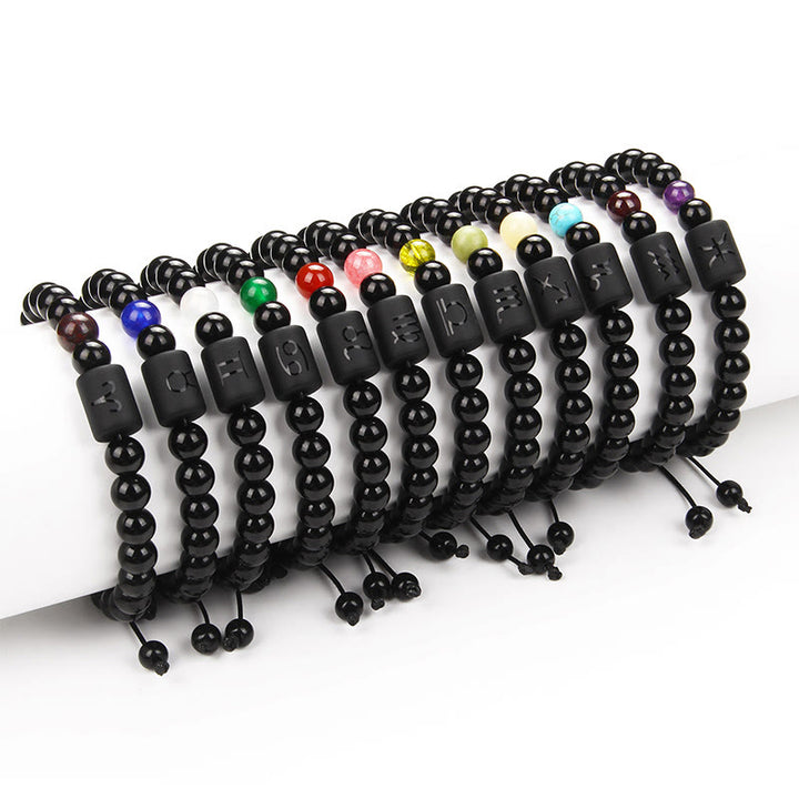 Olivenorma Natural Black Onyx Zodiac Men Woven Bracelet - image 0