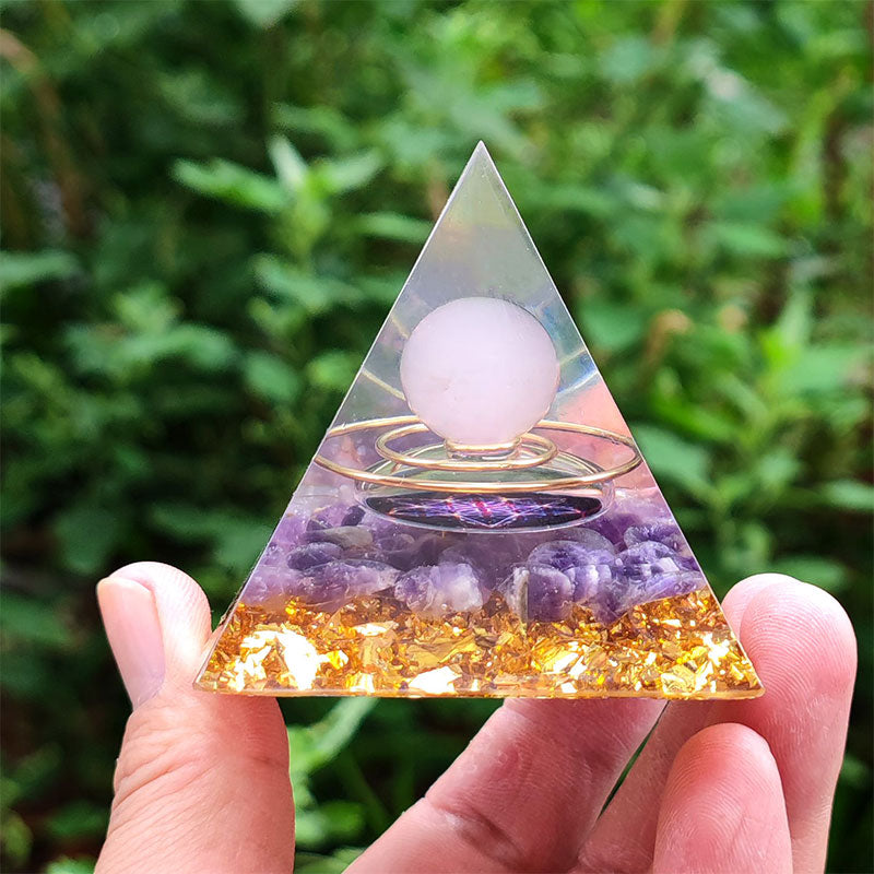 Olivenorma Amethyst with Rose Quartz Orgone Pyramid - image 1