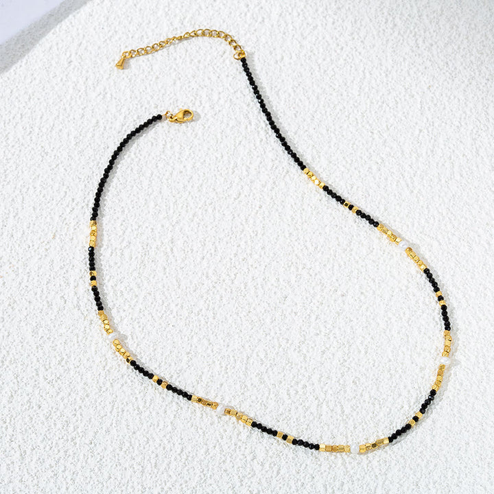 Olivenorma Black Obsidian Beaded Clavicle Necklace - image 4