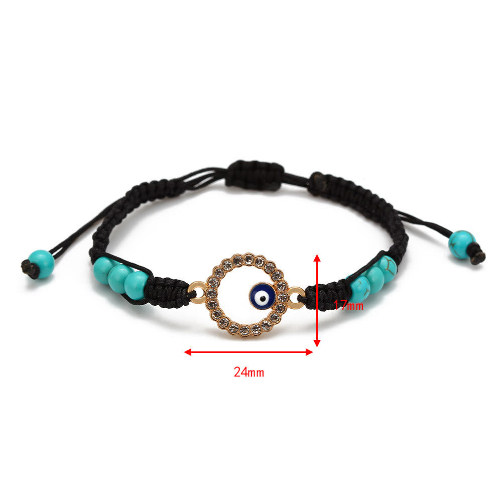 Olivenorma Turquoise White Zircon Evil Eye Braided Adjustable Bracelet - image 3