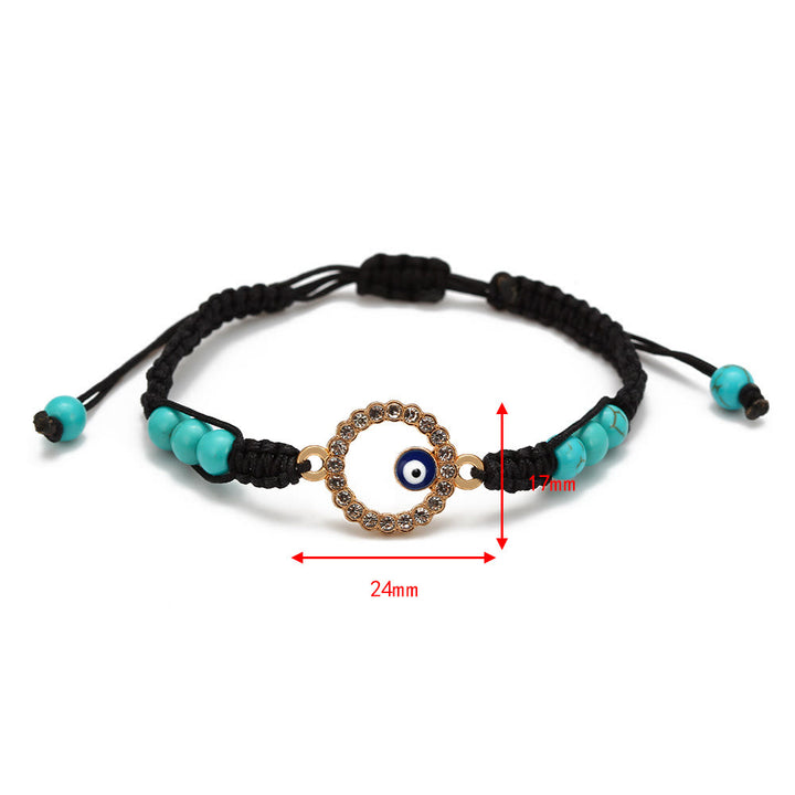 Olivenorma Turquoise White Zircon Evil Eye Braided Adjustable Bracelet - image 3