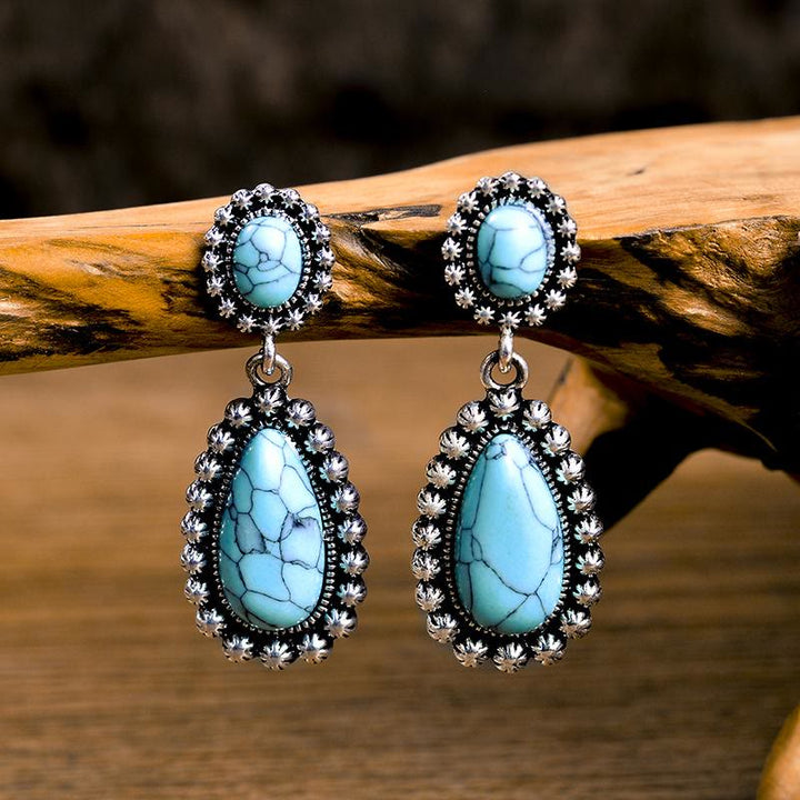 Olivenorma Teardrop Turquoise Earrings - image 2