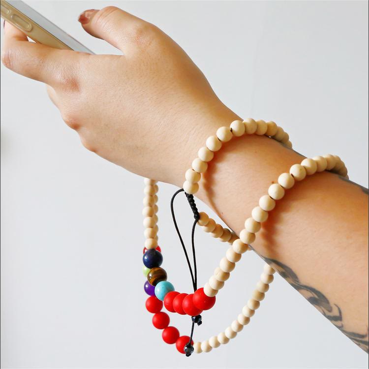 Olivenorma Natural Crystal String Handmade Wooden Beads Phone Strap - image 6
