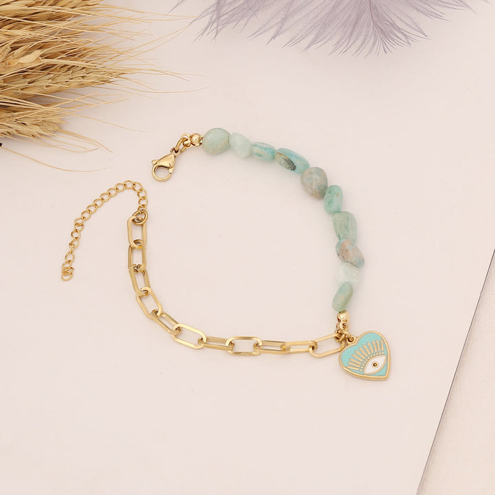 Olivenorma Natural Amazonite Evil Eye Necklace Bracelet Earrings Set - Bracelet&Amazonite - image 3