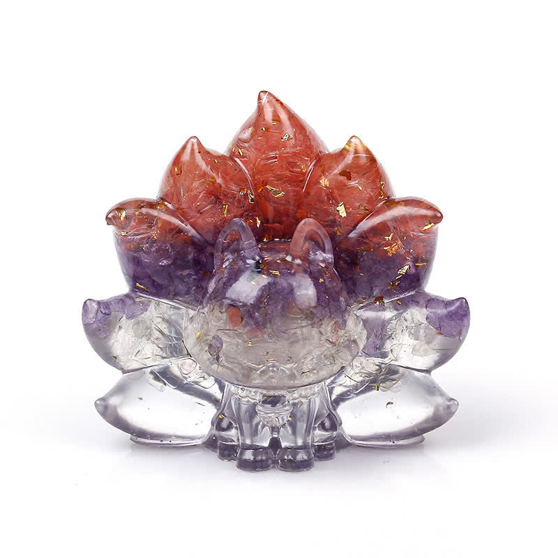 Olivenorma Nine-tailed Fox Gemstone Decoration - Red Quartz&Amethyst&Clear Crystal - image 6