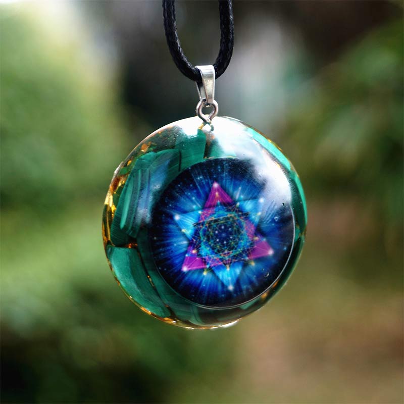 Olivenorma Malachite Metatron's Cube Reki Necklace - image 2