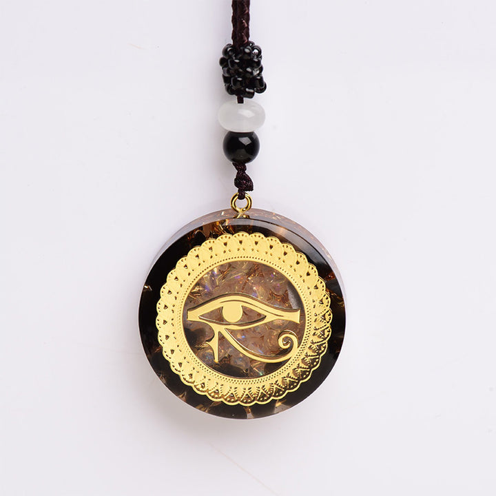 Olivenorma Obsidian And Red Agate Eye Of Horus Symbol Necklace - image 3