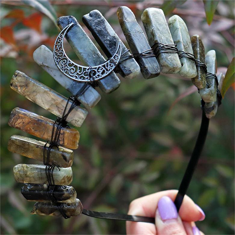 Olivenorma Natural Amazonite Labradorite Hair Accessory Headband Crystal Crown - image 8