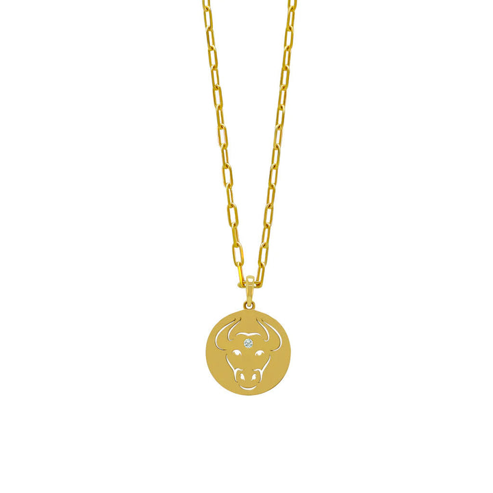 Olivenorma White Zircon Hollow Circle Zodiac Stainless Steel Necklace - Taurus - image 5