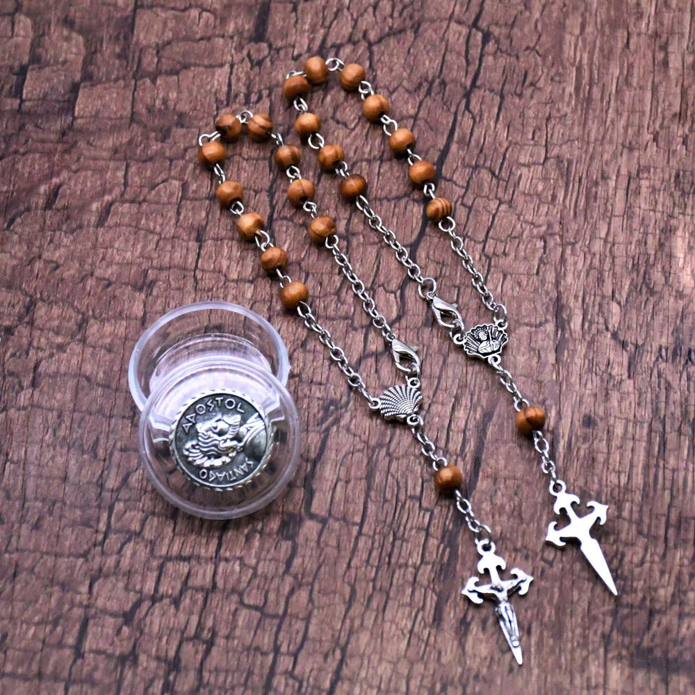 Olivenorma 6mm Wooden Bead Rosary Cross Bracelet - image 1