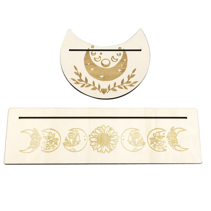 Moon And Eyes Wooden Tarot Card Holder - Moon With Flower - image 16