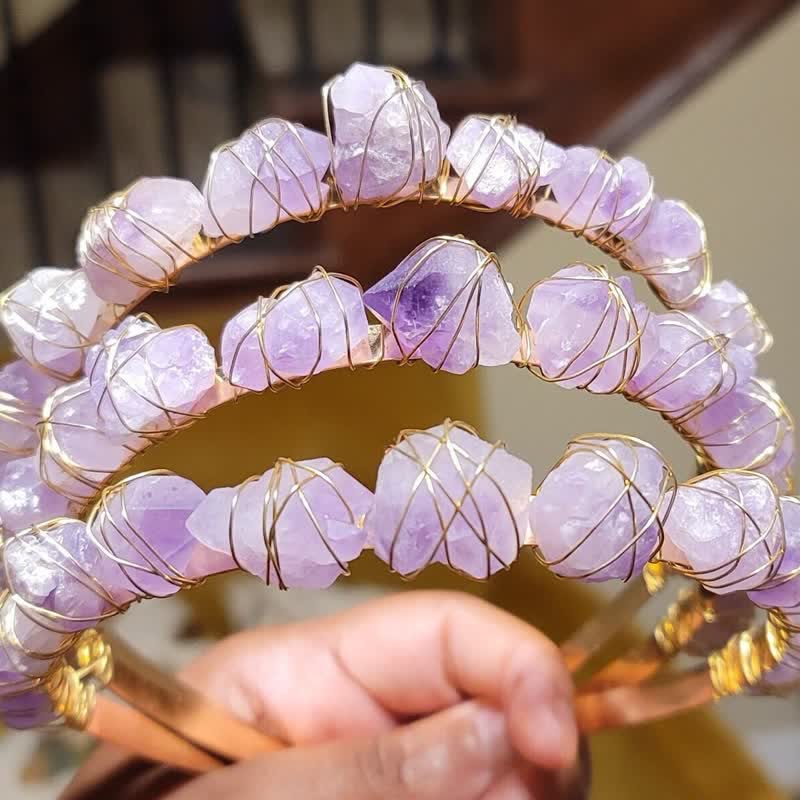 Olivenorma Handcrafted Hairpiece Amethyst Crystal Crow - Amethyst - image 0