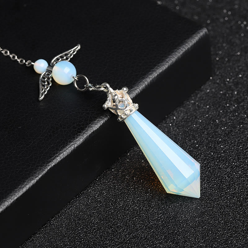 Olivenorma Labradorite Crystal Angel Wings Pendulum - Opalite - image 35