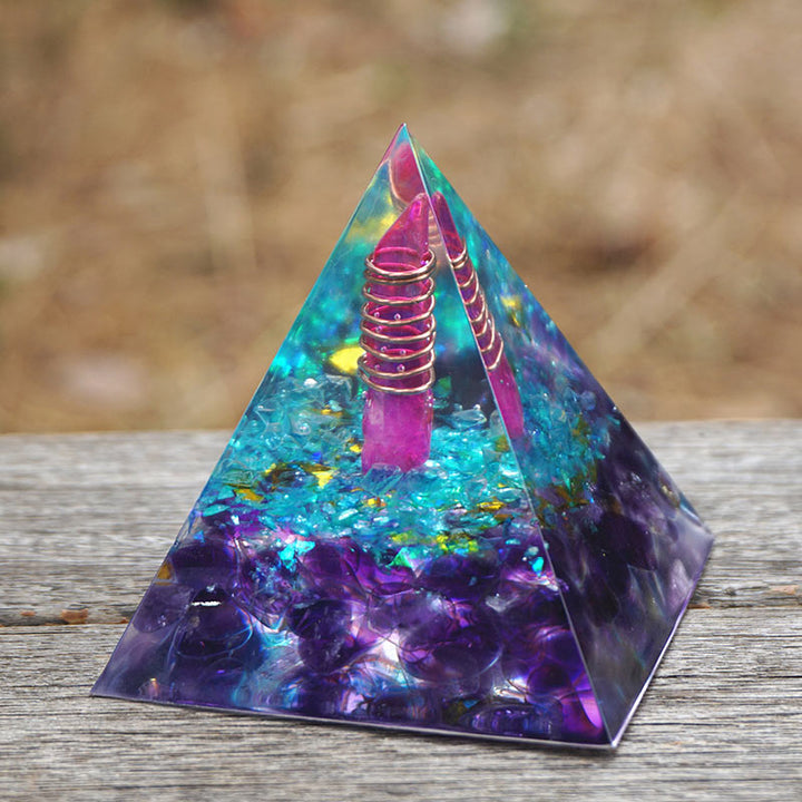 Olivenorma Amethyst Aquamarine Orgone Pyramid - image 3
