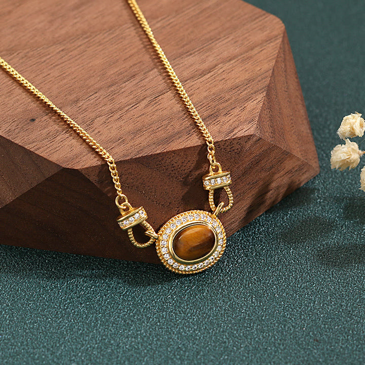 Olivenorma "The Book Of Galaxy"-Tiger Eye Stone Retro Necklace - image 3