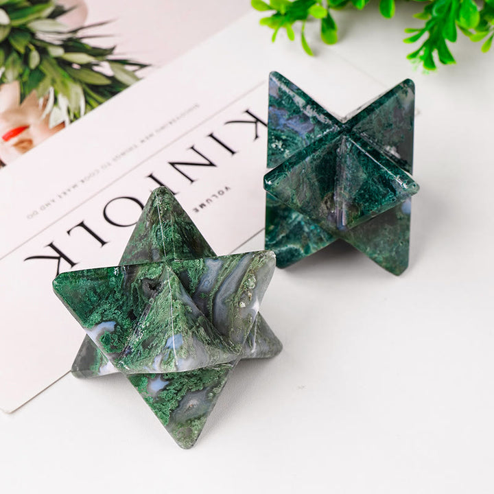 Olivenorma Natural Moss Agate Merkaba Ornament Gemstone Decoration - image 2