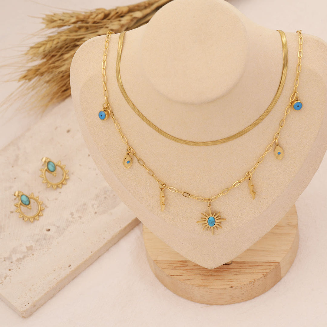 Olivenorma Turquoise Star Sun Pendant Necklace Bracelet Earrings - image 5