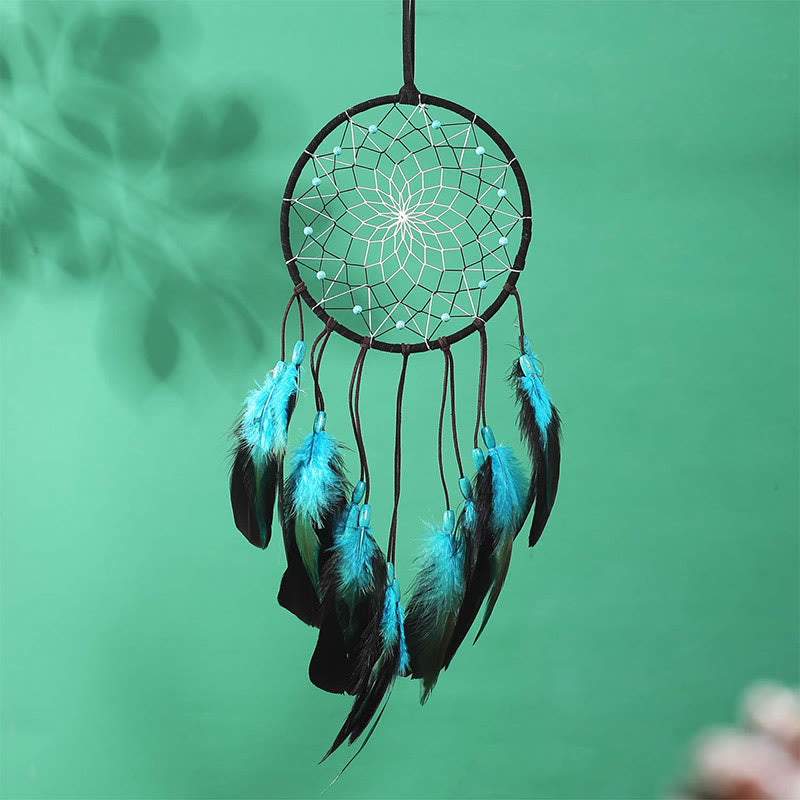 Olivenorma "Peace Lotus" - Turquoise Feather Dream Catcher - Turquoise - image 0