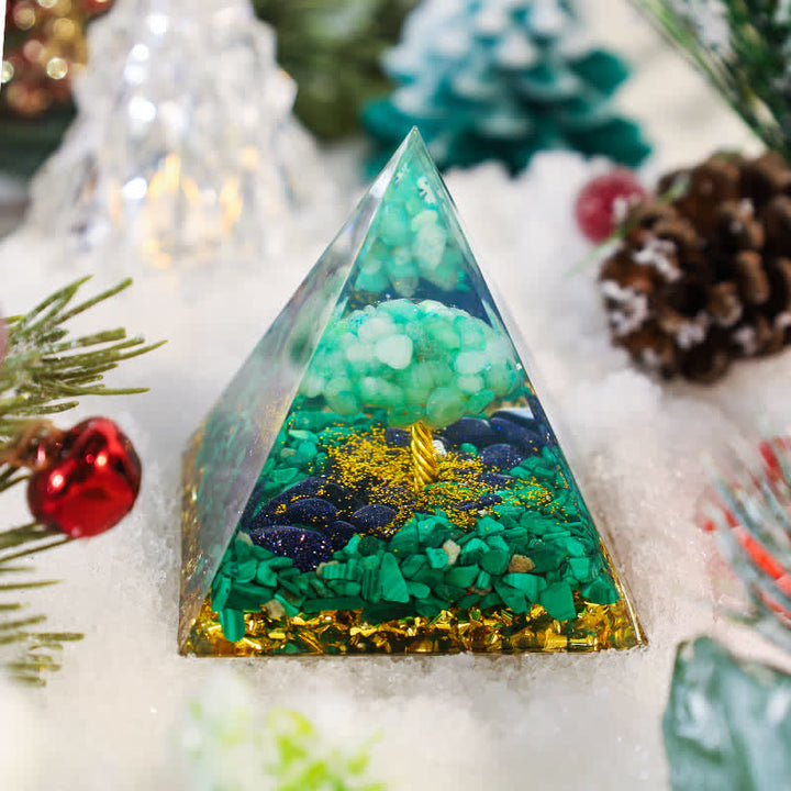 Olivenorma "Green Forest" - Malachite Tree Of Life Orgone Pyramid - 3.93''*3.93''(10cm X 10cm) - YES PLEASE $8 - image 0