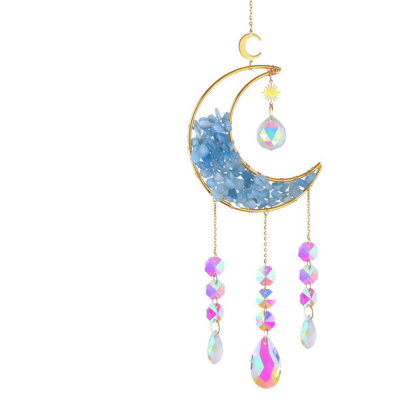 Olivenorma Moon Crystal Hourglass Wind Chime Suncatcher - Aquamarine - image 21