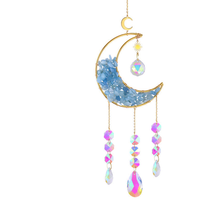 Olivenorma Moon Crystal Hourglass Wind Chime Suncatcher - Aquamarine - image 21