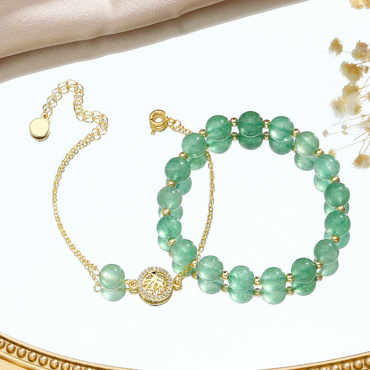 Olivenorma Green Strawberry Rutilated Quartz Tree of Life Bracelet Set - Green Strawberry Quartz Set - image 7