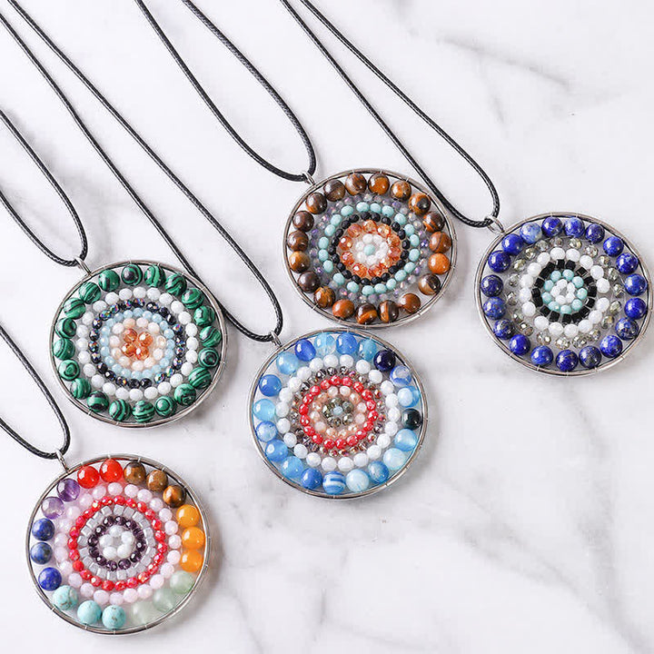 Olivenorma Datura Flower Round Pendant Crystal Necklace - image 0