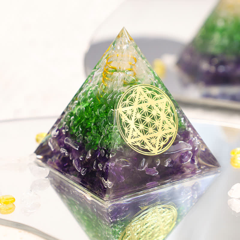 Olivenorma Flower Of Life Hexagram Crystal Orgone Pyramid - image 1