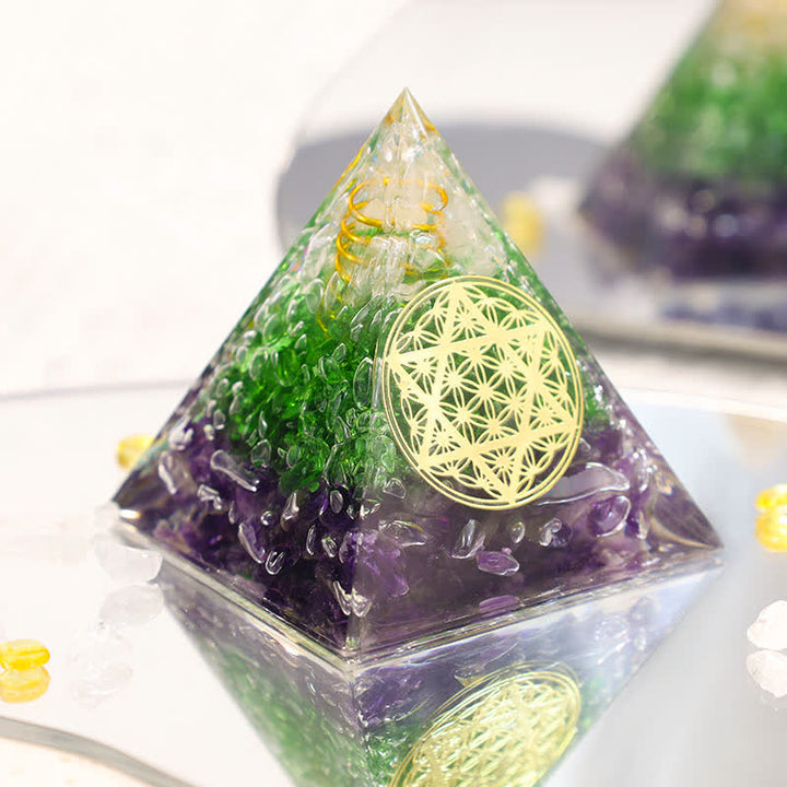 Olivenorma Flower Of Life Hexagram Crystal Orgone Pyramid - image 1