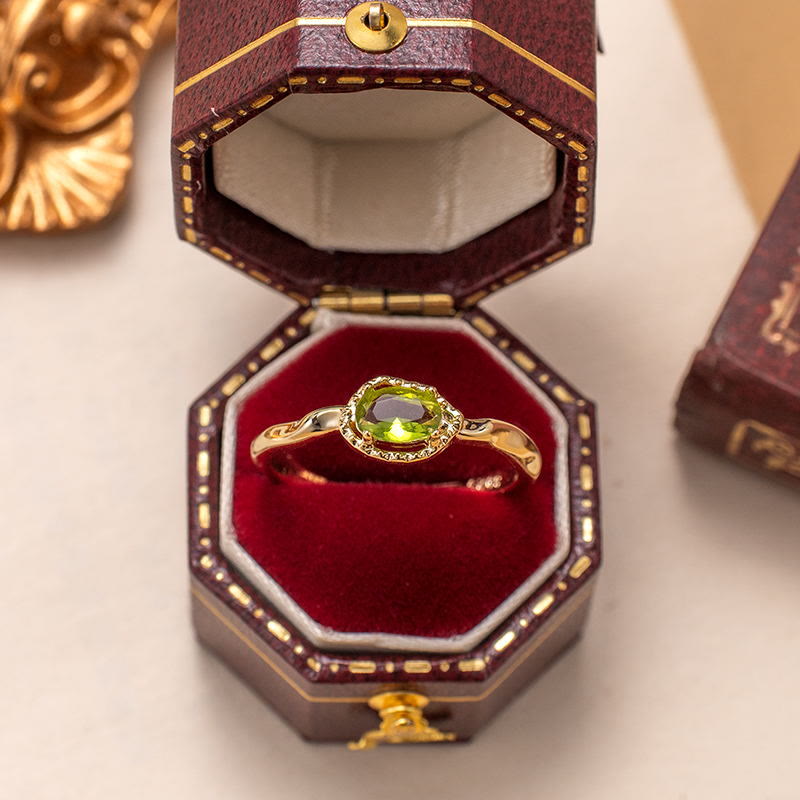 Olivenorma Peridot Irregular Simple S925 Gold Plated Ring - Peridot - image 0