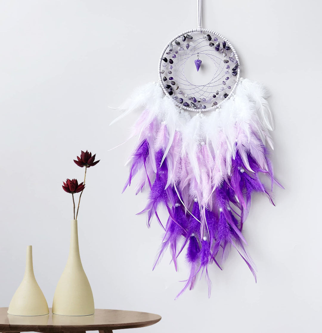 Olivenorma Amethyst Gravel Pendulum Pendant Purple Dream Catcher - image 8