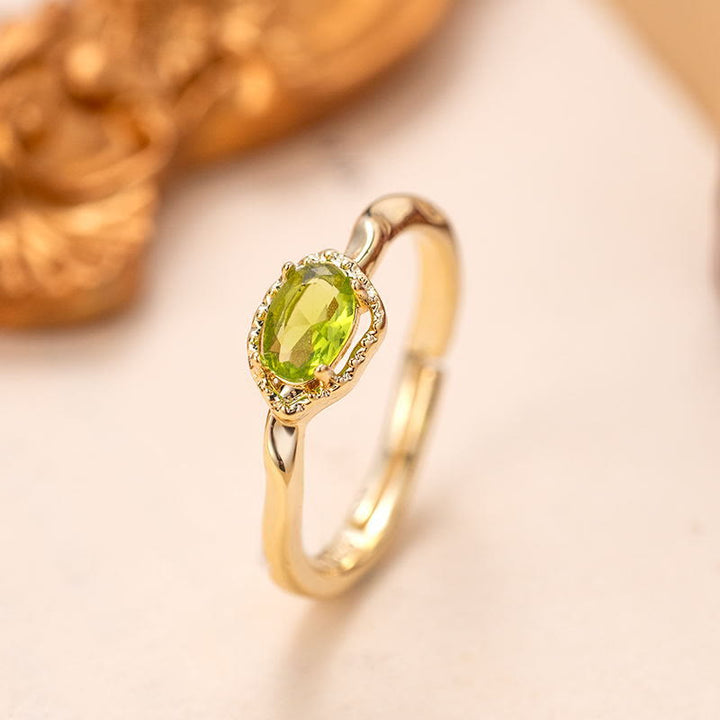 Olivenorma Peridot Irregular Simple S925 Gold Plated Ring - image 3