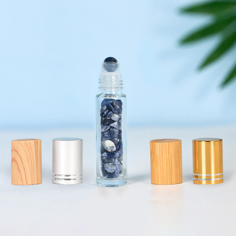 Olivenorma Crystal Roll-On Essential Oil Bottle Gemstone Decoration - Lapis Lazuli - Gold lid - image 9