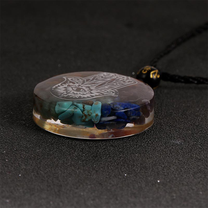 Olivenorma Chakras Natural Crystal Stone Evil Eye Symbol Necklace - image 6