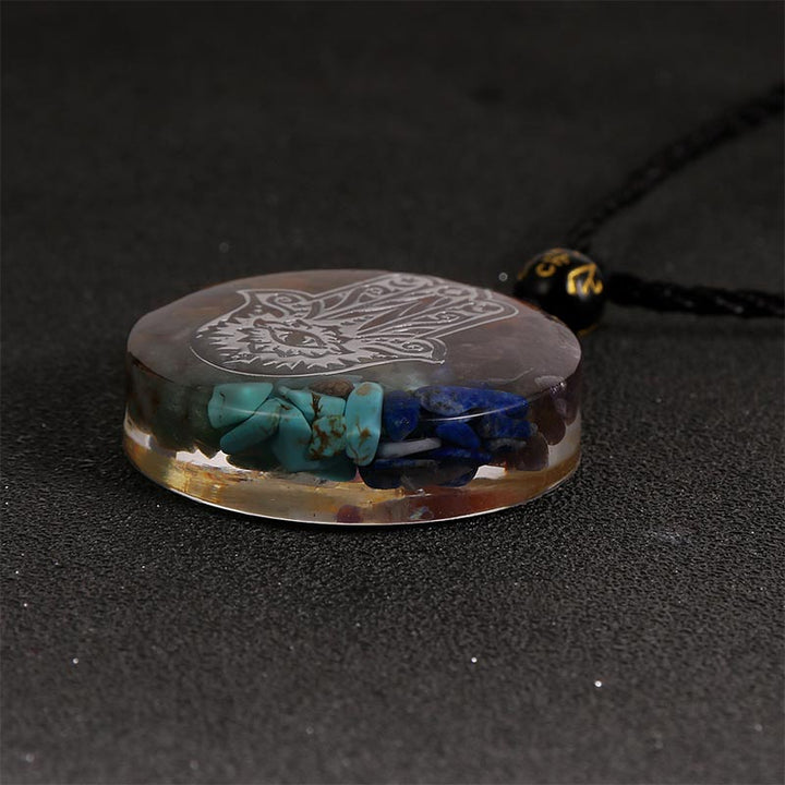 Olivenorma Chakras Natural Crystal Stone Evil Eye Symbol Necklace - image 6