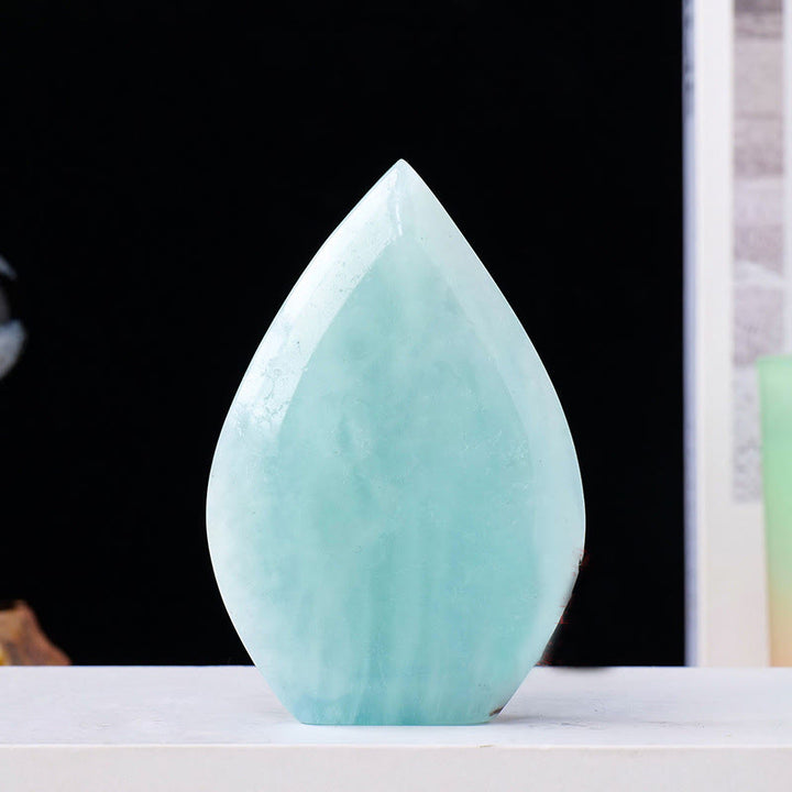 Olivenorma Natural Crystal Flame Shaped Ornaments Gemstone Decoration - Aquamarine - Approx 150-200g - image 3