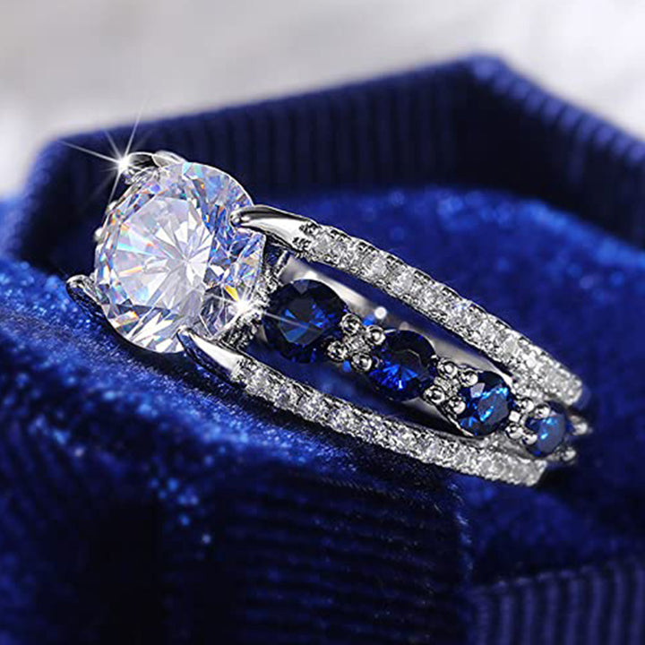 Olivenorma Creative Hollow Sapphire Blue Zircon Ring - image 3