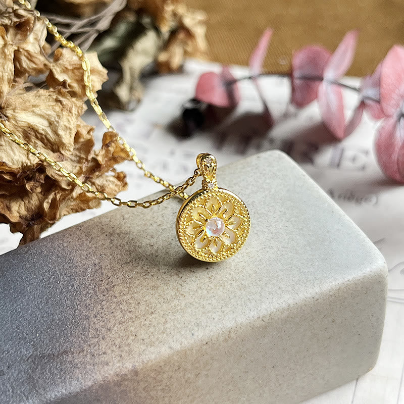 Olivenorma Moonstone Flower Round Pendant Necklace - image 6