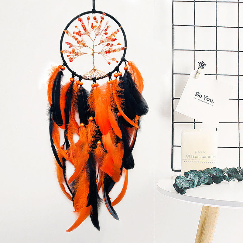 Olivenorma Yellow Agate Tree Of Life Dream Catcher - Yellow Agate&Tree of Life Without Lights - image 0