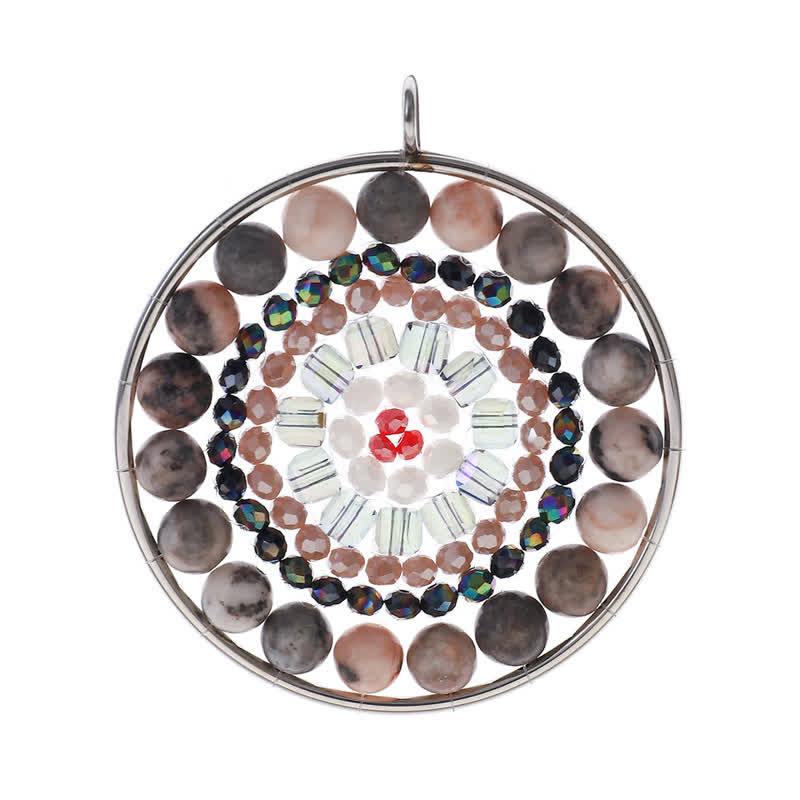 Olivenorma Datura Flower Round Pendant Crystal Necklace - Rhodonite - image 13