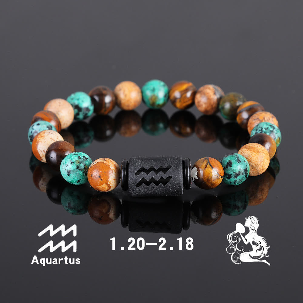 Olivenorma Tiger Eye Bronzite Beaded Zodiac Pendant Bracelet - Aquarius - image 11
