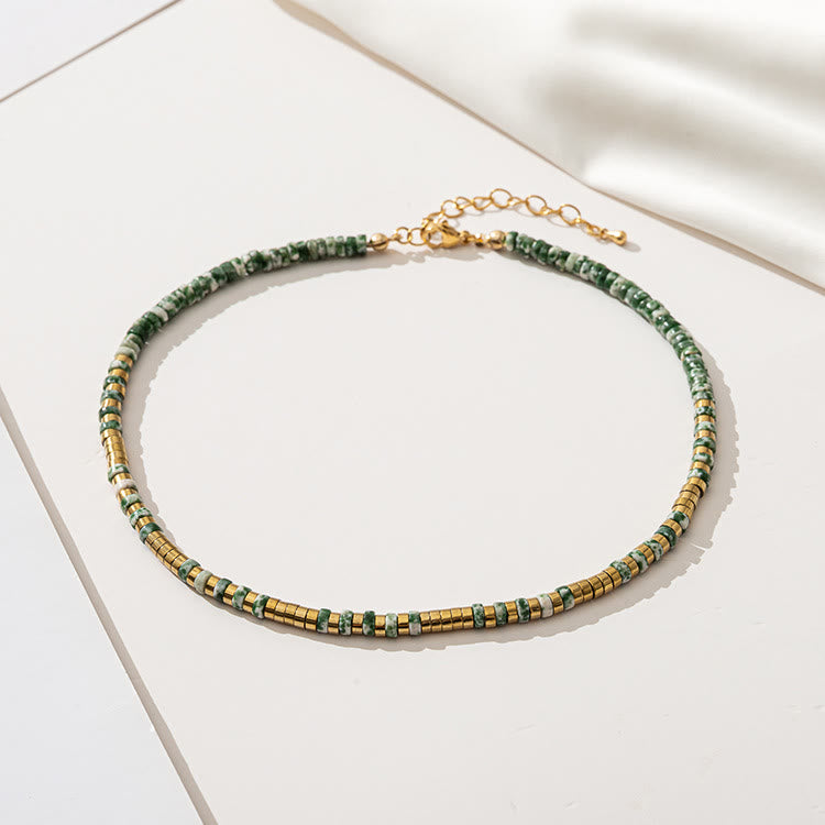 Olivenorma Emerald Moss Agate Stacking Beaded Necklace - image 3