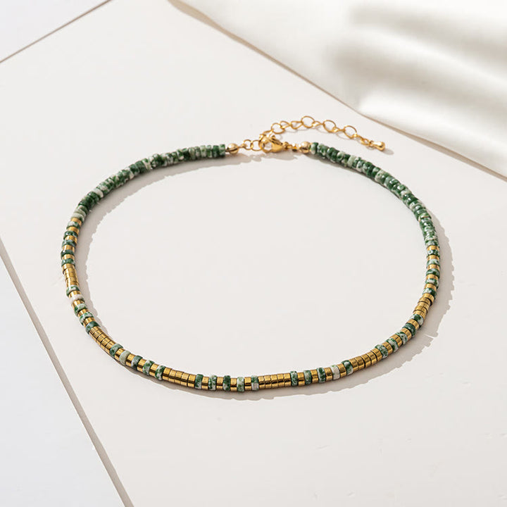 Olivenorma Emerald Moss Agate Stacking Beaded Necklace - image 3